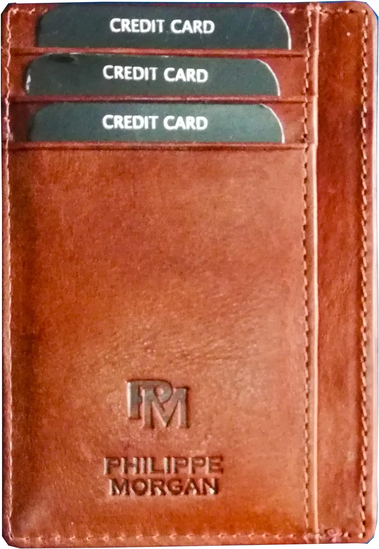 PHILIPPE MORGAN Genuine Leather Minimalist Front Pocket RFID Blocking Slim Wallet for Men (SLIM)