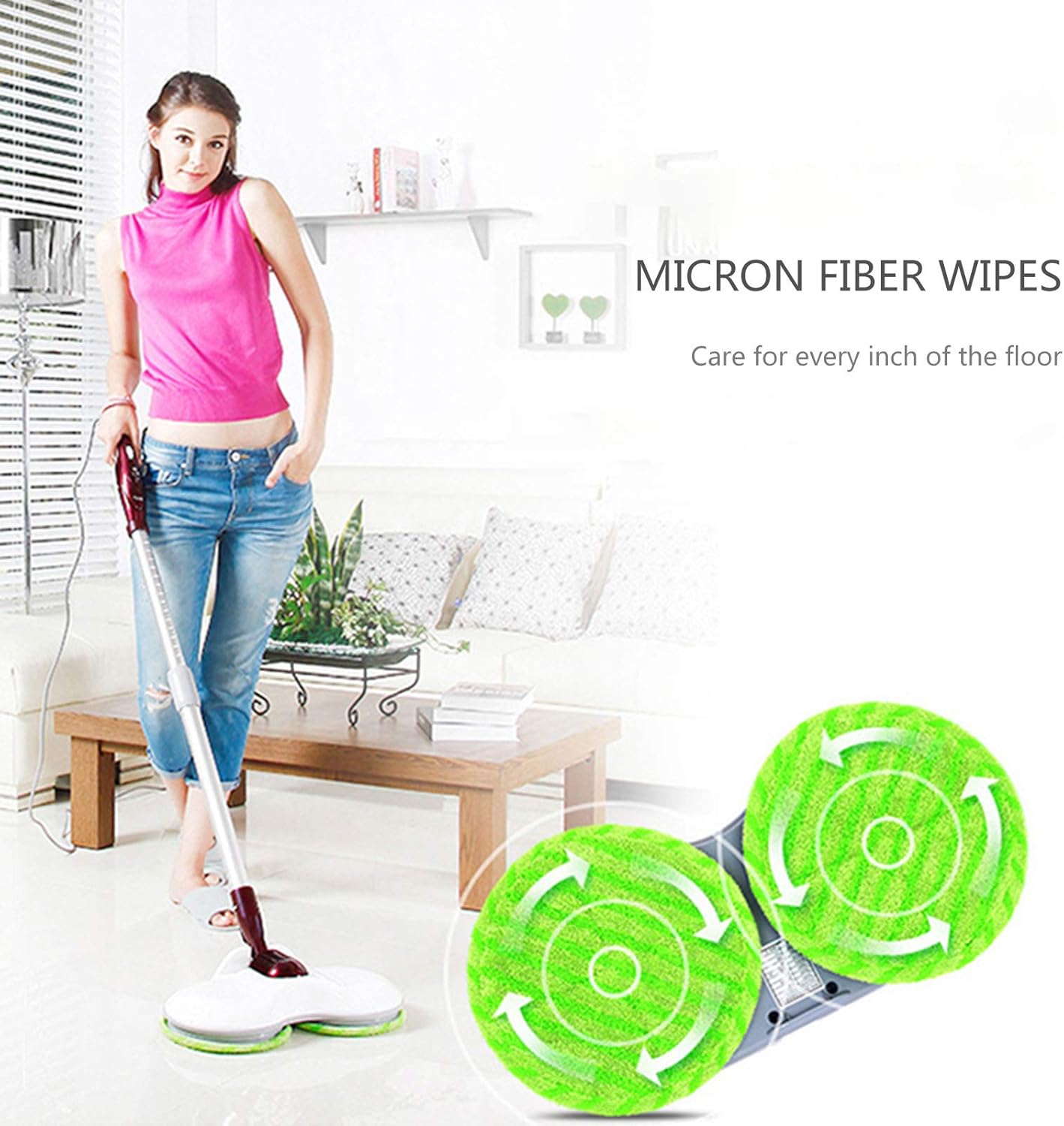 Electric Rotating Mop Cleaner Vertical Multi-Purpose All-in-One Carpet Floor Mop Electric Hand-Held Cleaner Suitable for All Types of Floors White