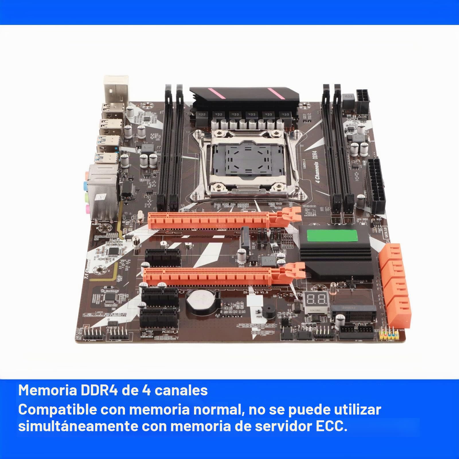 ciciglow Placa Base DDR4, Placa Base de Computadora LGA 2011 3 CPU Máximo 128G, Chip de Audio de 6 Canales, para E5 V3/V4, para Serie I7 58xx/68xx, Tarjeta de Red Inalámbrica