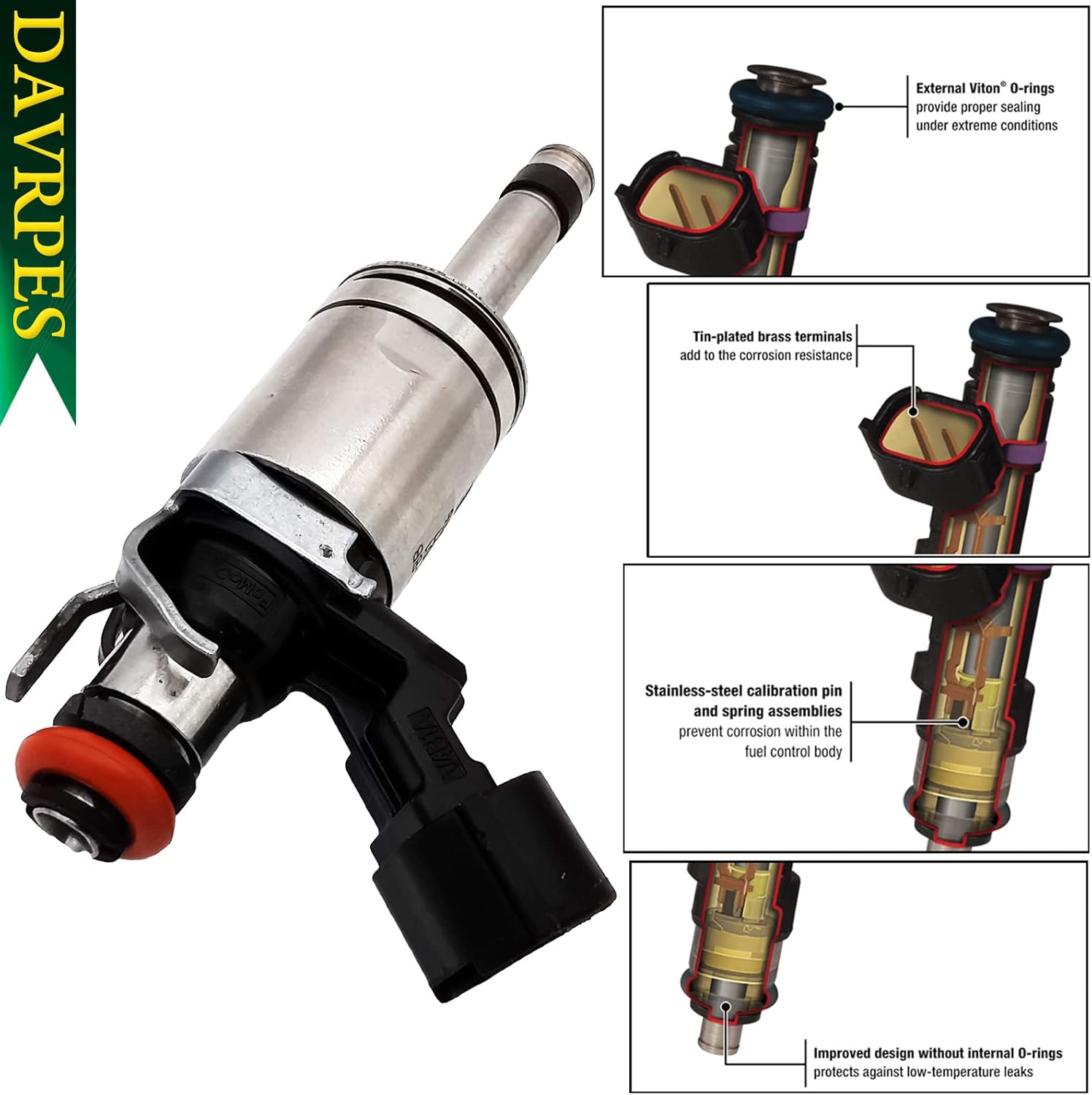 4PCS CM5E-BB FJ1164 Fuel Injector Fuel Spray Nozzle 6 Holes Disc Engine For Ford Focus 2.0L L4 2012 2013 2014 2015 2016 EcoBoost GDI Replace#CM5EBB｜CM5E-9F593-BB｜4G2326｜INJ650｜M1484