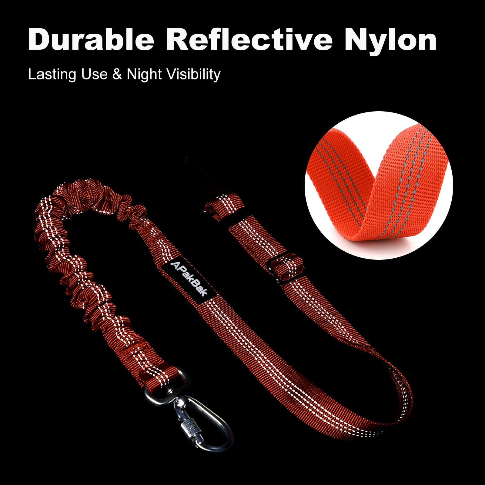 Dog Seat Belt for Car, Adjustable Dog Car Harness Seatbelt for Small Medium Large Dogs, Heavy Duty Travel Safety Restraint with Locking Aluminum Hook & Reflective Nylon Strap, Orange - image 5