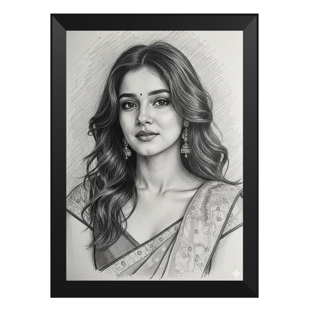 Customized Pencil Sketch Photo Frame | A4 Size (9x13 Inch) Black Wall Hanging Frame | Personalized Gift for Birthday, Anniversary & Home Décor-image-21