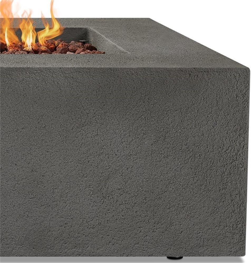 BOWERY HILL Contemporary 36.5" Square Propane Fire Outdoor Table in Glacier Gray