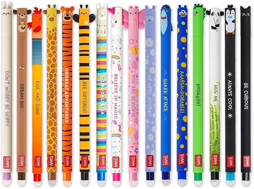 Stylo effaçable Legami lot de 16 modèles animaux collection complète