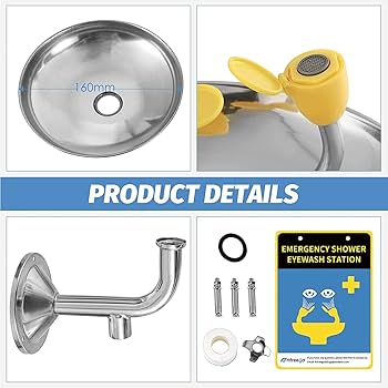 MAASTERS 8gal Portable Eye Wash Station, Wall Mount Eyewash Station OSHA-Approved, Emergency Eye Wash Station With Mirror & Dual Spray, First Aid Eye Wash Units, Ansi Certified Eye Washing Station