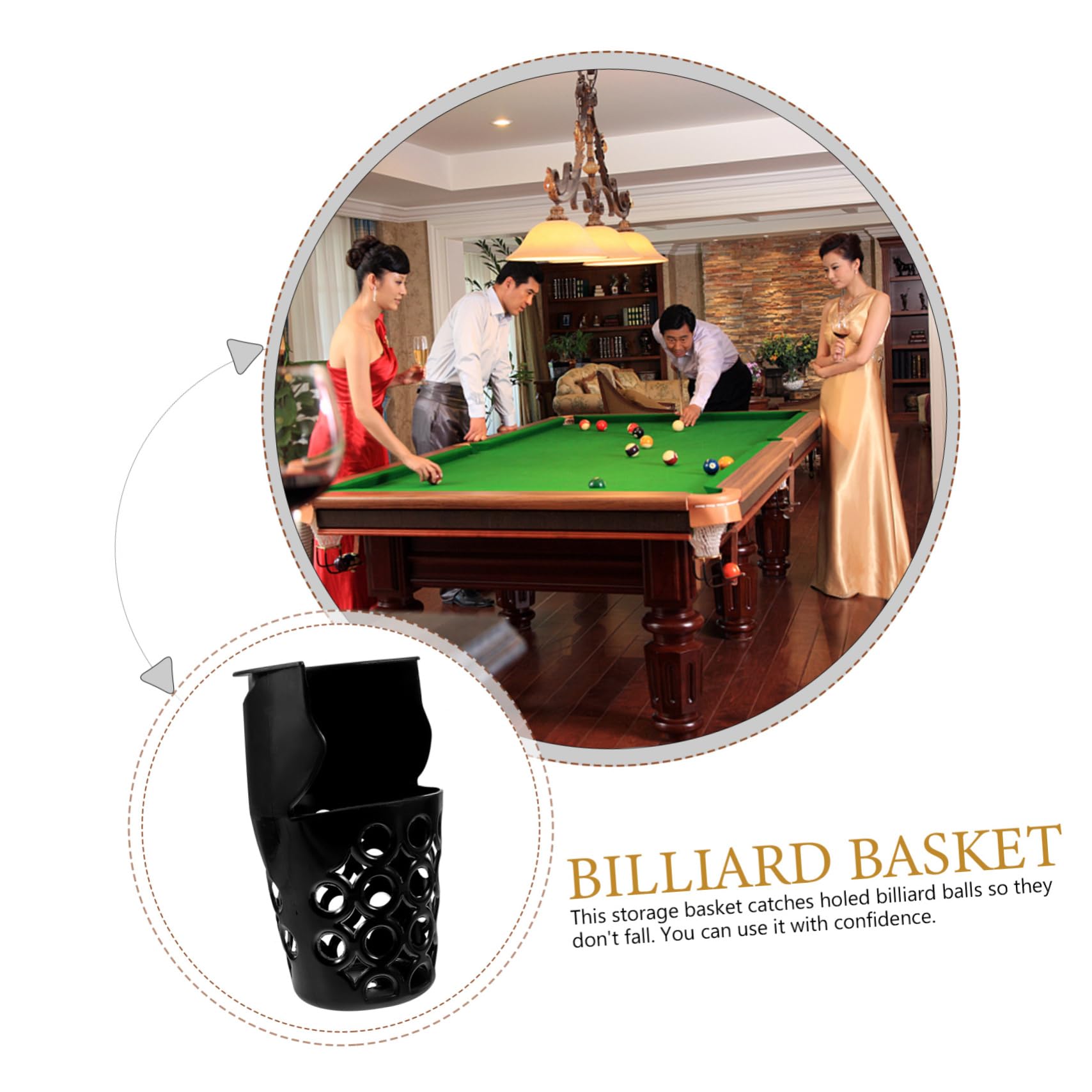 Milisten Cesta Lateral para Mesa de Billar con Bolsillos Desplegables Snooker PP Almacenamiento