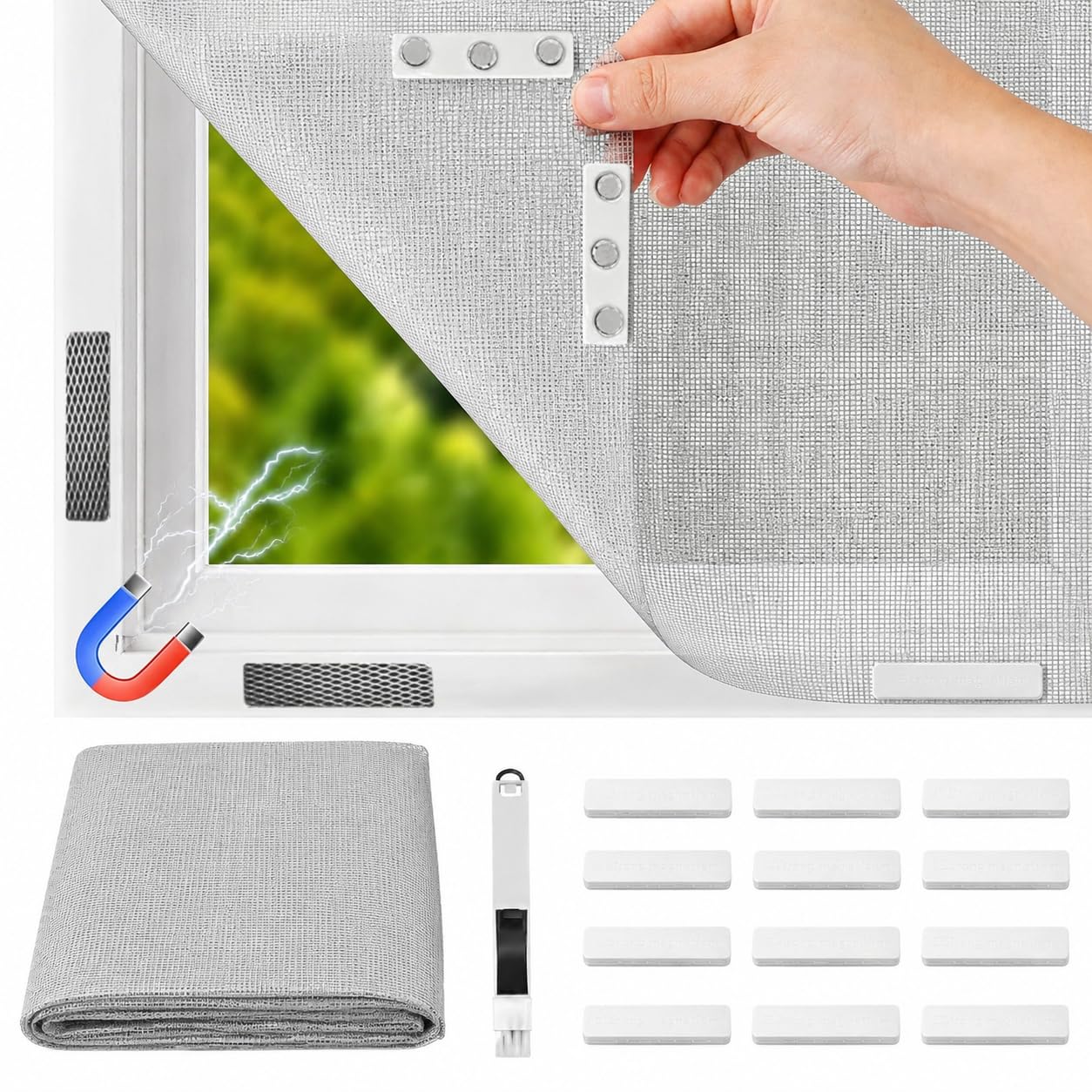 Moustiquaire fenetre clipsée pour passer des nuits d'été fraîches sans insectes 150x500cm