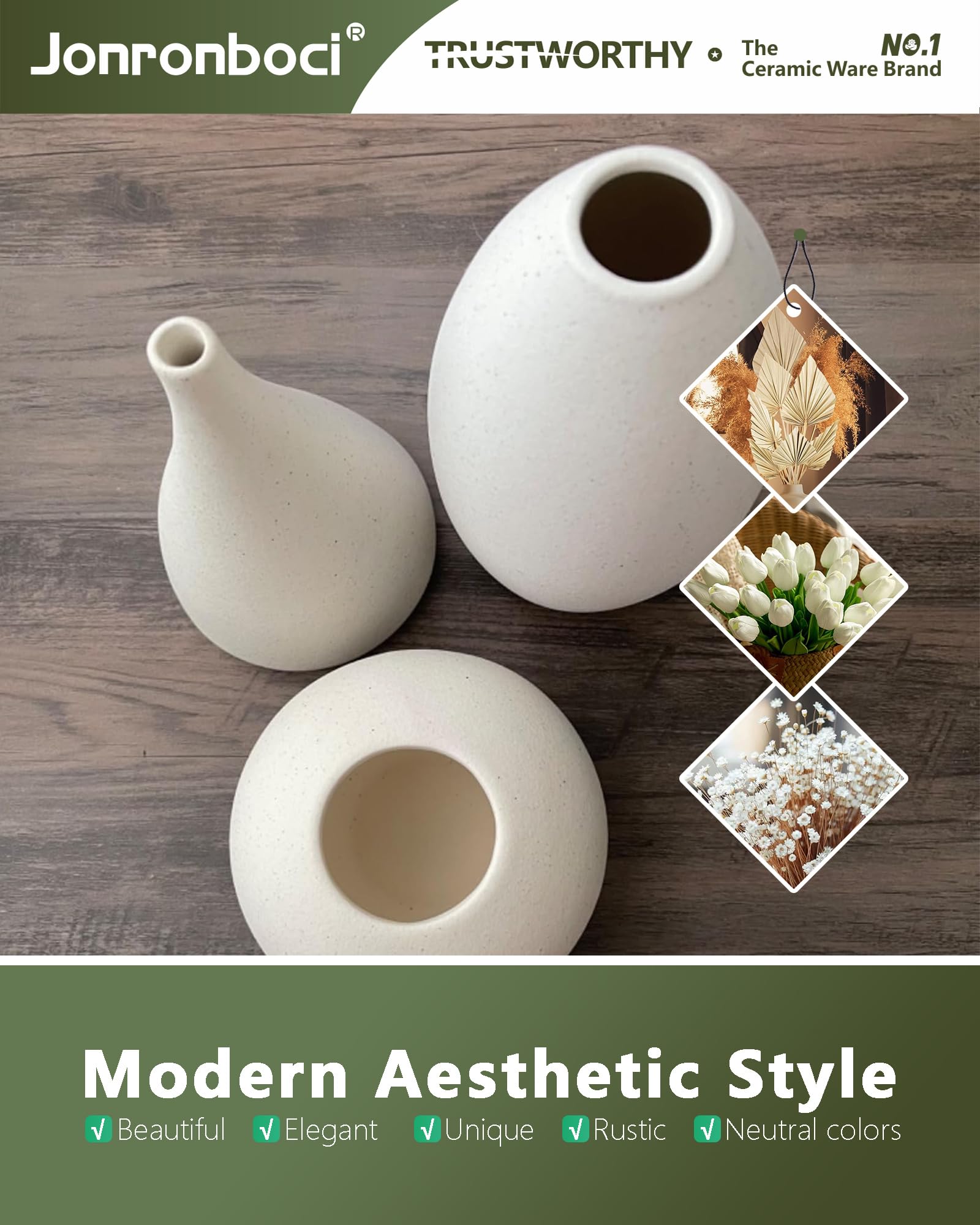 Juego De 4 Jarrones De Cerámica Blanca, Decoración De Granja, Decoración De Chimenea, Decoración De Repisa Y Estante, Decoración Del Hogar Para Sala De Estar, Entrada, Baño, Cocina Y Oficina