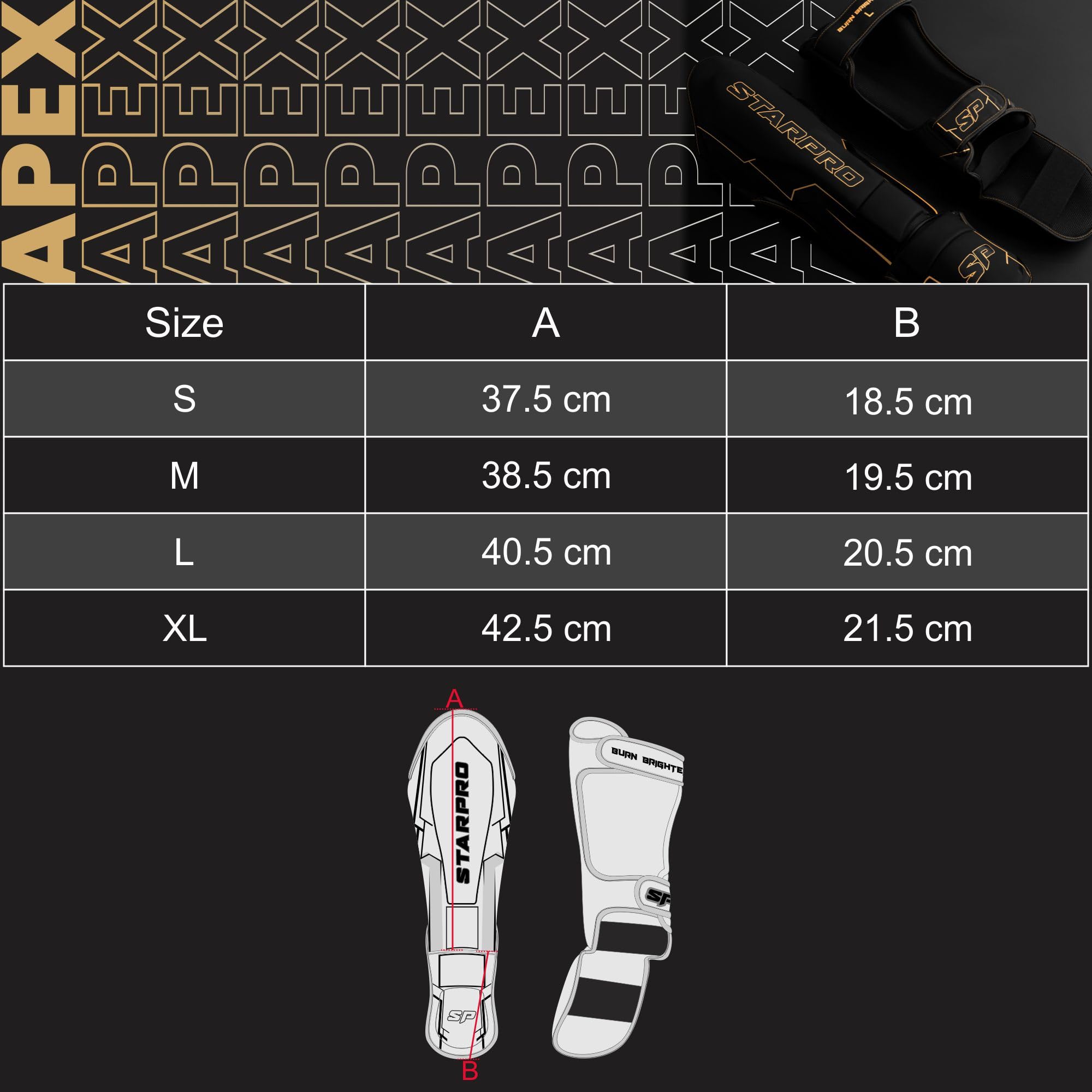 Ochraniacze na golenie Starpro Apex Wysokiej jakości skóra PU do muay thai, MMA i kickboxingu – lekkie, wytrzymałe, zapewniają pełną ochronę nóg