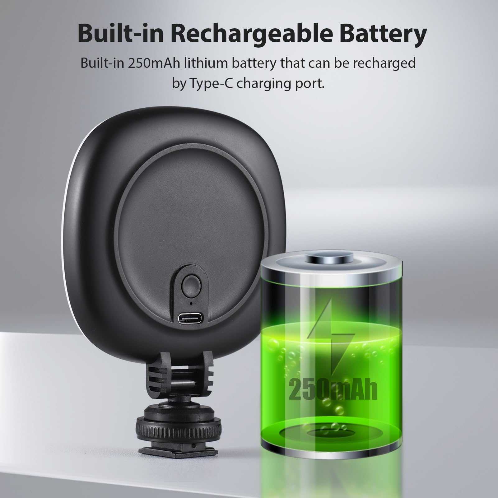 Anneau Lumineux Portable pour Appareil Photo, lumière de Remplissage d'appareil Photo, Lampe vidéo LED avec 3 Modes avec Batterie et Adaptateur de Griffe pour vlogging,