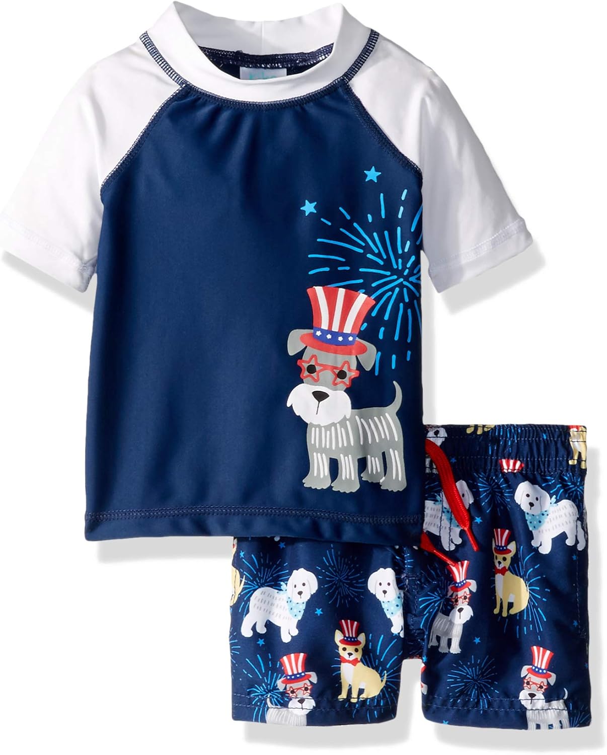 KIKO & MAX Boys' Swimsuit Set with Short Sleeve Rashguard Swim Shirt