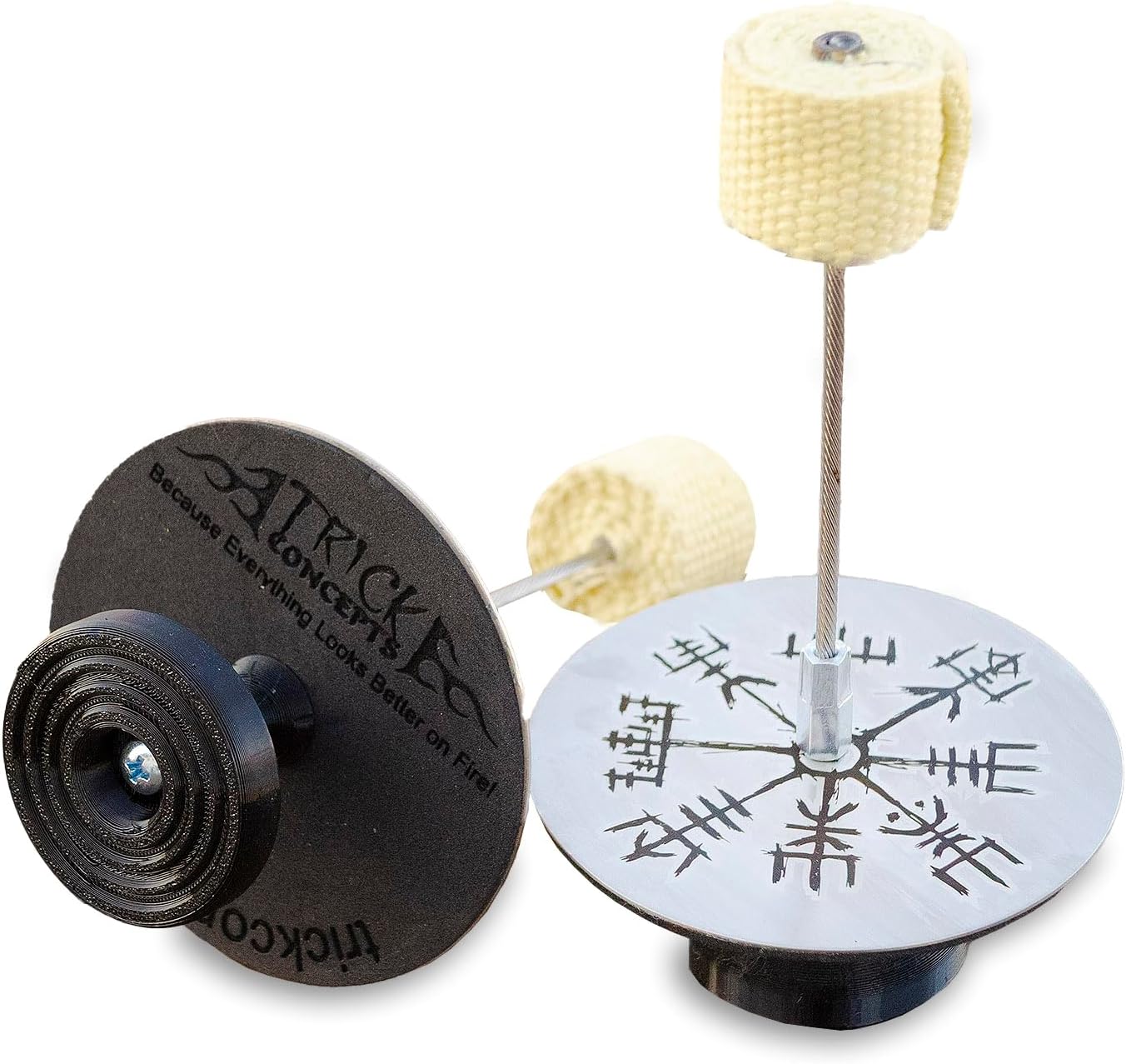 Pair of Vegvisir Fire Palm Torches (Set) - Knob Grip for Fire Dancing and Flow, By:Trick Concepts Viking Compass
