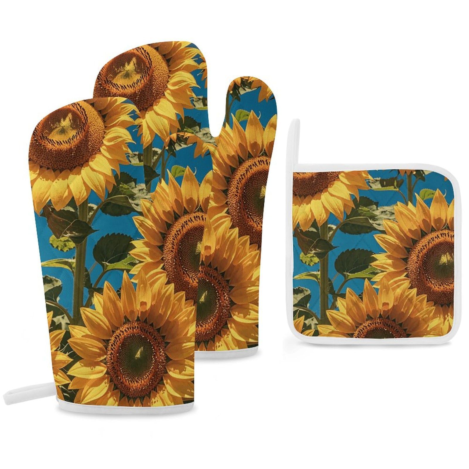Gants de cuisine et maniques en coton doux style champêtre fleuri