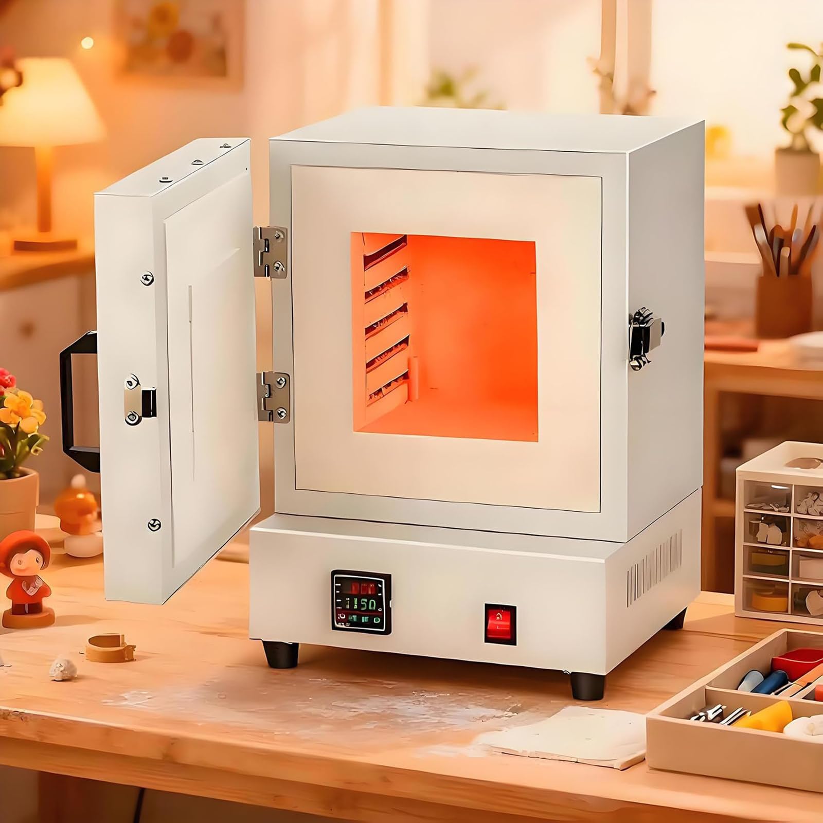 Horno de mufla eléctrico de 2000W para trabajos de joyería y cerámica