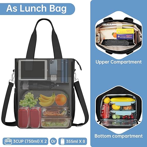 Miniatura 3 de ETRONIK Lonchera para el trabajo de mujeres, lonchera grande aislada a prueba de fugas con compartimento para laptop, bolsa enfriadora amplia con