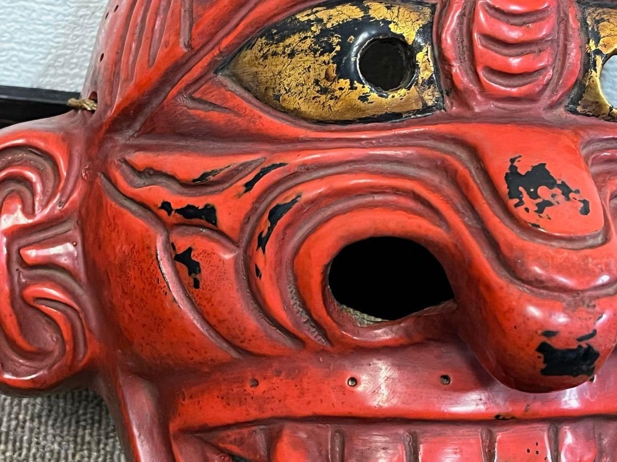 お面能面舞楽面鬼面般若神楽面 アンティークレトロ壁掛け骨董