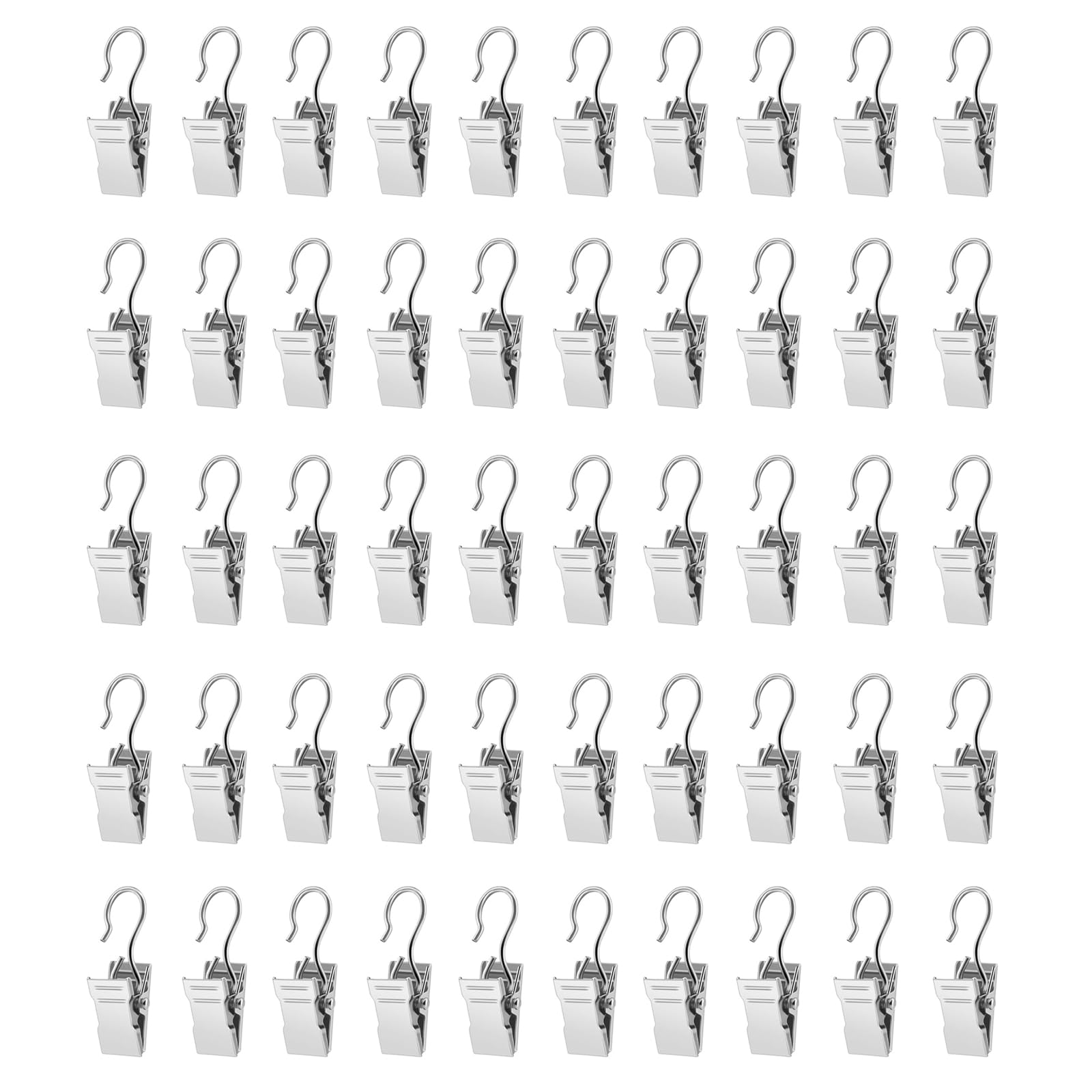 50 PCS Clips with Hooks, Curtain Clips, Metal Hooks with Curtain Clips, Metal Curtain Hangers, for Clip Photo Home Decoration Art Craft Display