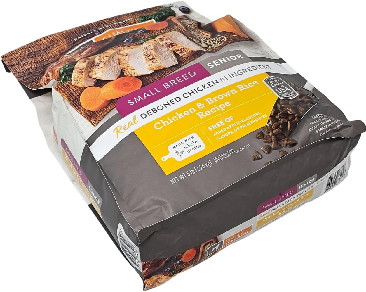 SIMPLY NOURISH Small Breed Senior Chicken and Brown Rice Dry Dog Food, 5 Pound Bag