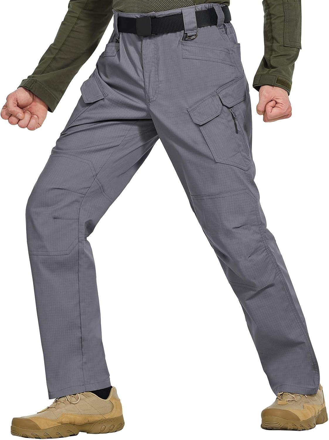 Men's Stretch Tactical Pants Water Resistant Outdoor Cargo Pants Lightweight Ripstop EDC Hiking Work Pants