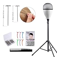 Vista 4 de Klvied Soporte reforzado para peluca, trípode y cabeza de maniquí, soporte ajustable para entrenamiento de peluquería cosmetología con T con gorras