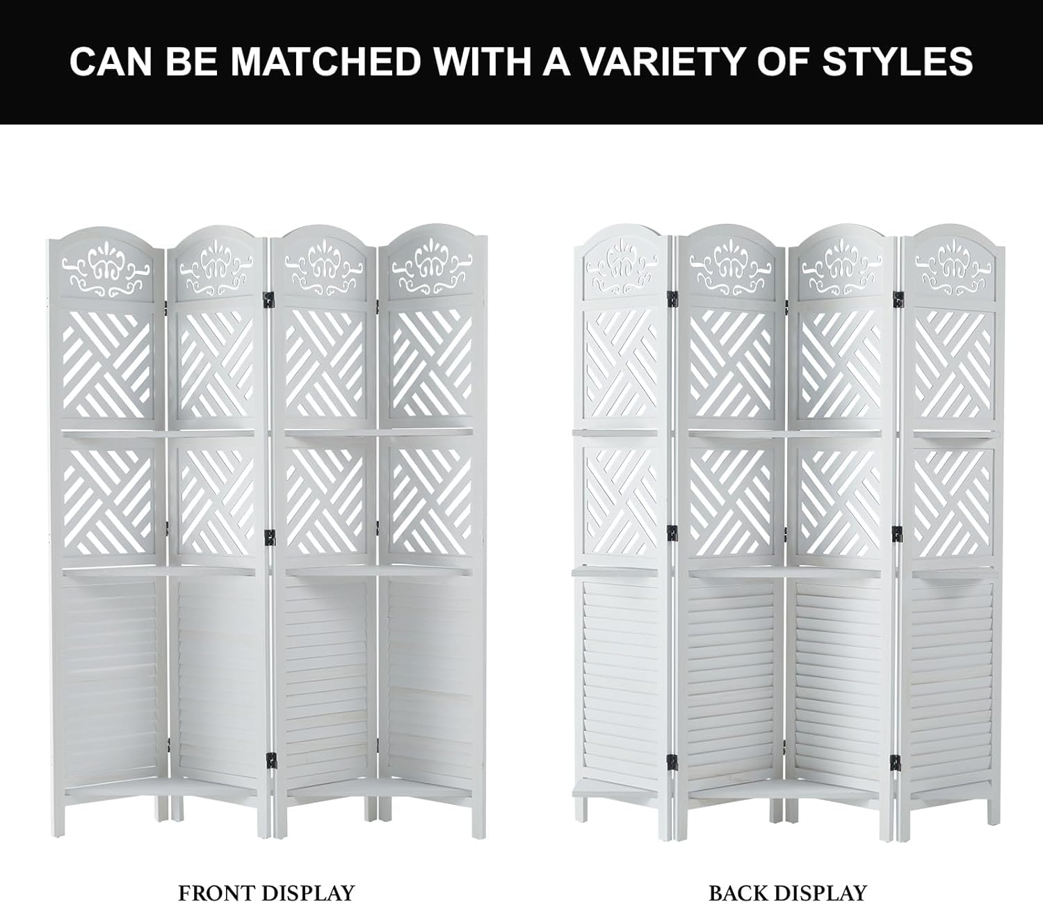 Diagram showing the dimensions of the 4-panel room divider.