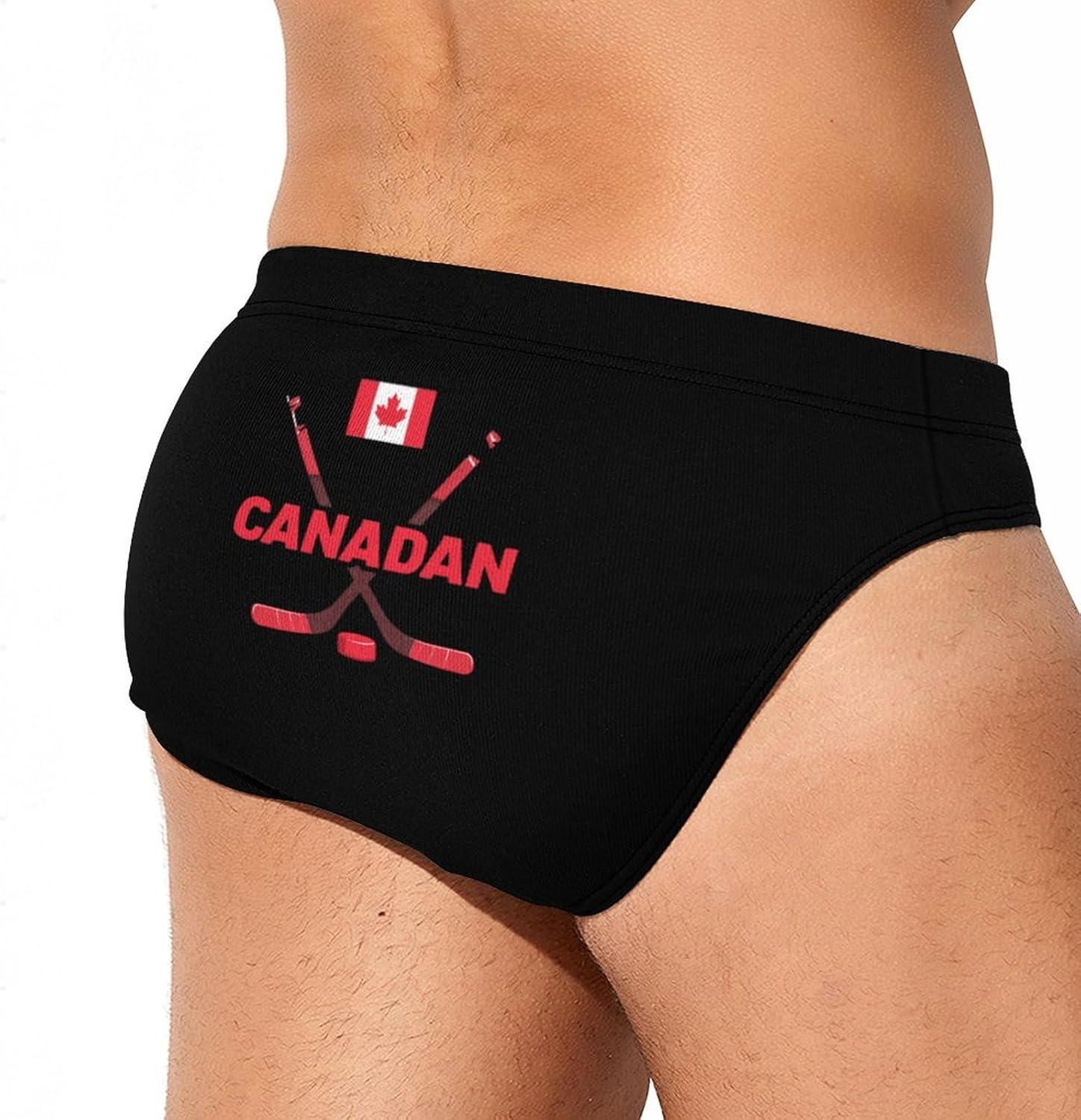 Canada Flag Hockey Men's Swimsuit Brief Sexy Bikini Briefs Retro Printed Swimwear Quick Dry Swimming Trunks 3X-Large