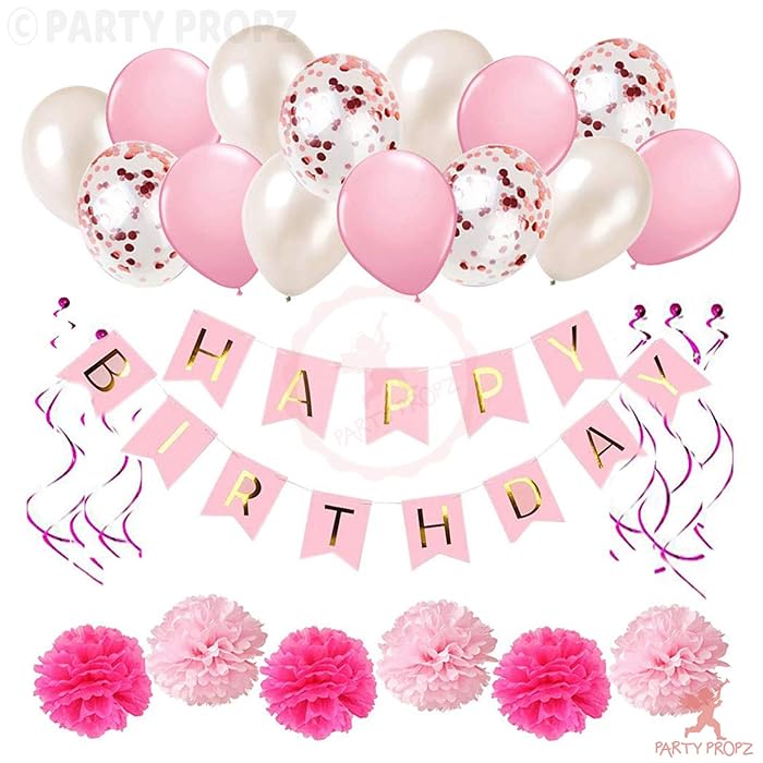 Buy Party Propz Pink Happy Birthday Decoration Kit Combo 34Pcs Set