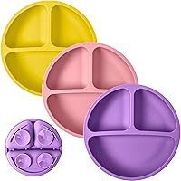 Vista 24 de WeeSprout - Platos de succión con tapas para bebés y niños pequeños, silicona, se mantiene en su lugar, diseño dividido para comedores selectivos