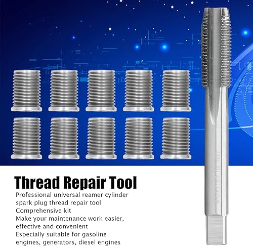 Miniatura 4 de Herramienta de reparación de rosca de bujía, perno M10x1.25 + grifo M12x1.25 accesorios para automóviles Kit de accesorios para motores de gasolina,