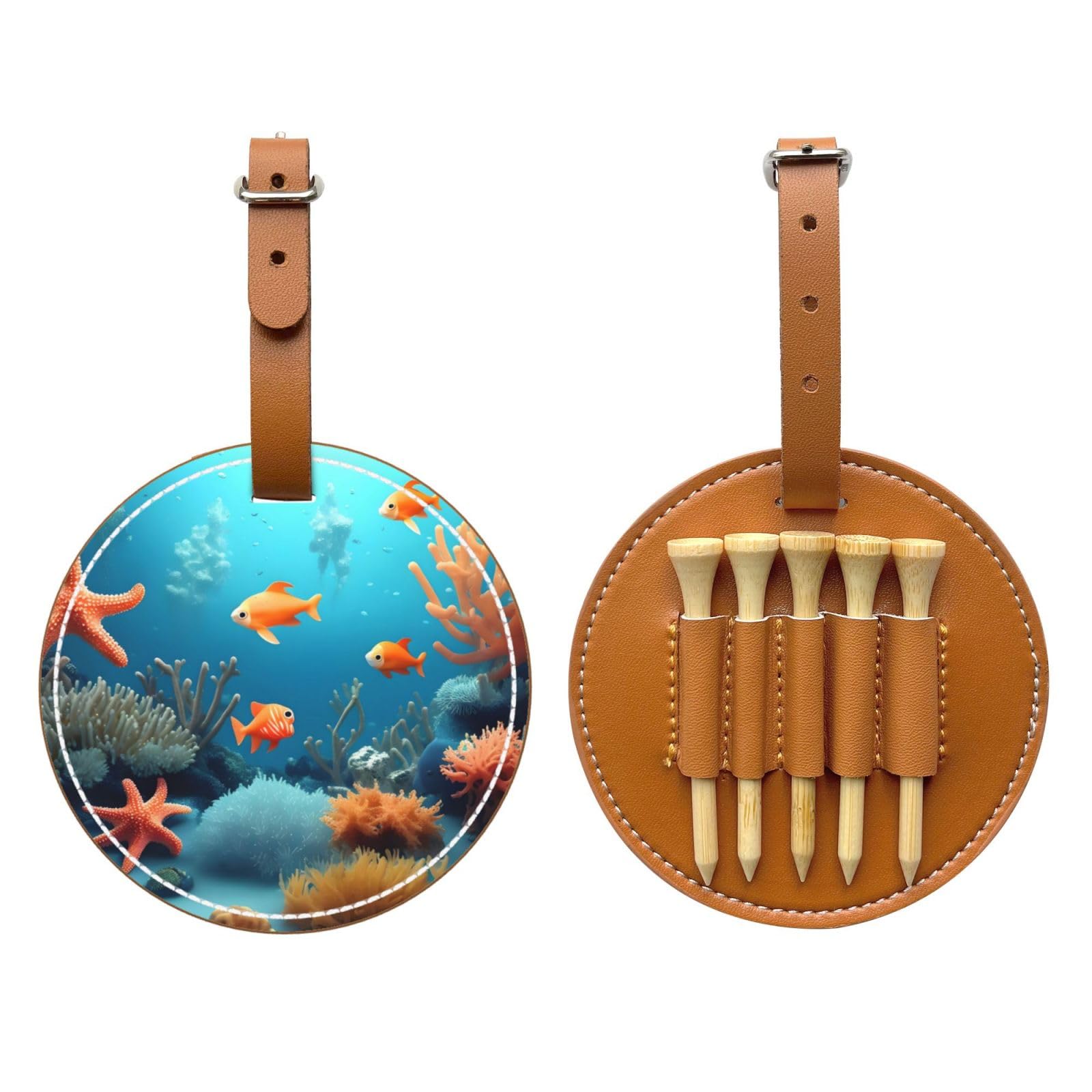 WXXWXD Coral Fish underwater Printed Golf Tee Storage Bag - Portable Storage, Easily Organize Tees