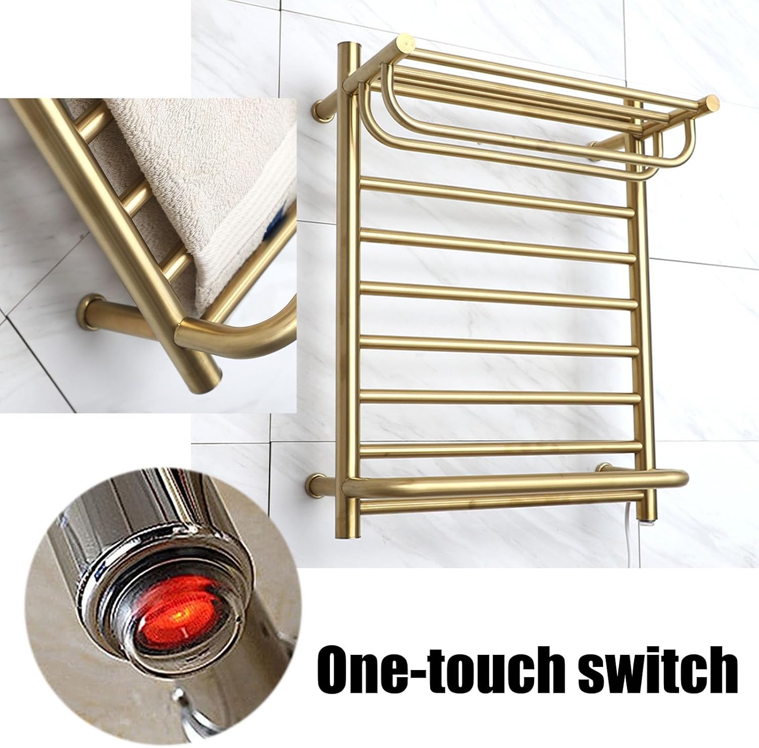 Smart Stainless Steel Heated Towel Rack - Wall Mounted Electric Warmer Energy-Saving Design for Bathrooms Plug-in Convenience Stylish Home Accessory
