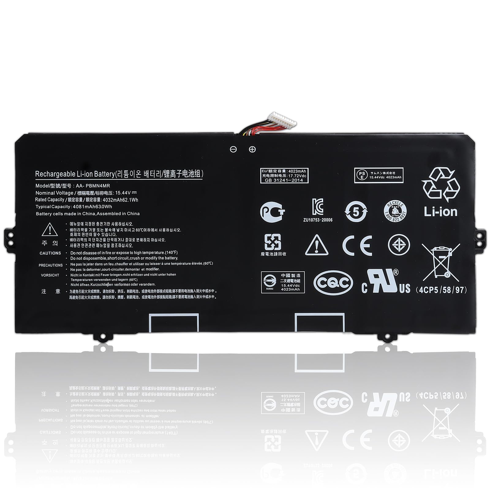 15.44V 62.1Wh AA-PBMN4MR Batería Compatible con Samsung Galaxy Book Pro 360 13 NP930XDB NP935XDB, Book2 Pro 13 NP930XED, Book3 Pro 14 NP940XFG Series