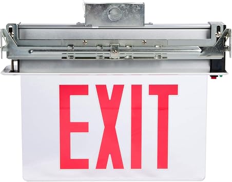 Morris Products LED Exit Sign - Recessed Mount Edge - Red on Clear Panel, White Housing - Compact, Low-Profile Design - Single Sided Legend - Energy Efficient, High Output - 1 Count, 73331
