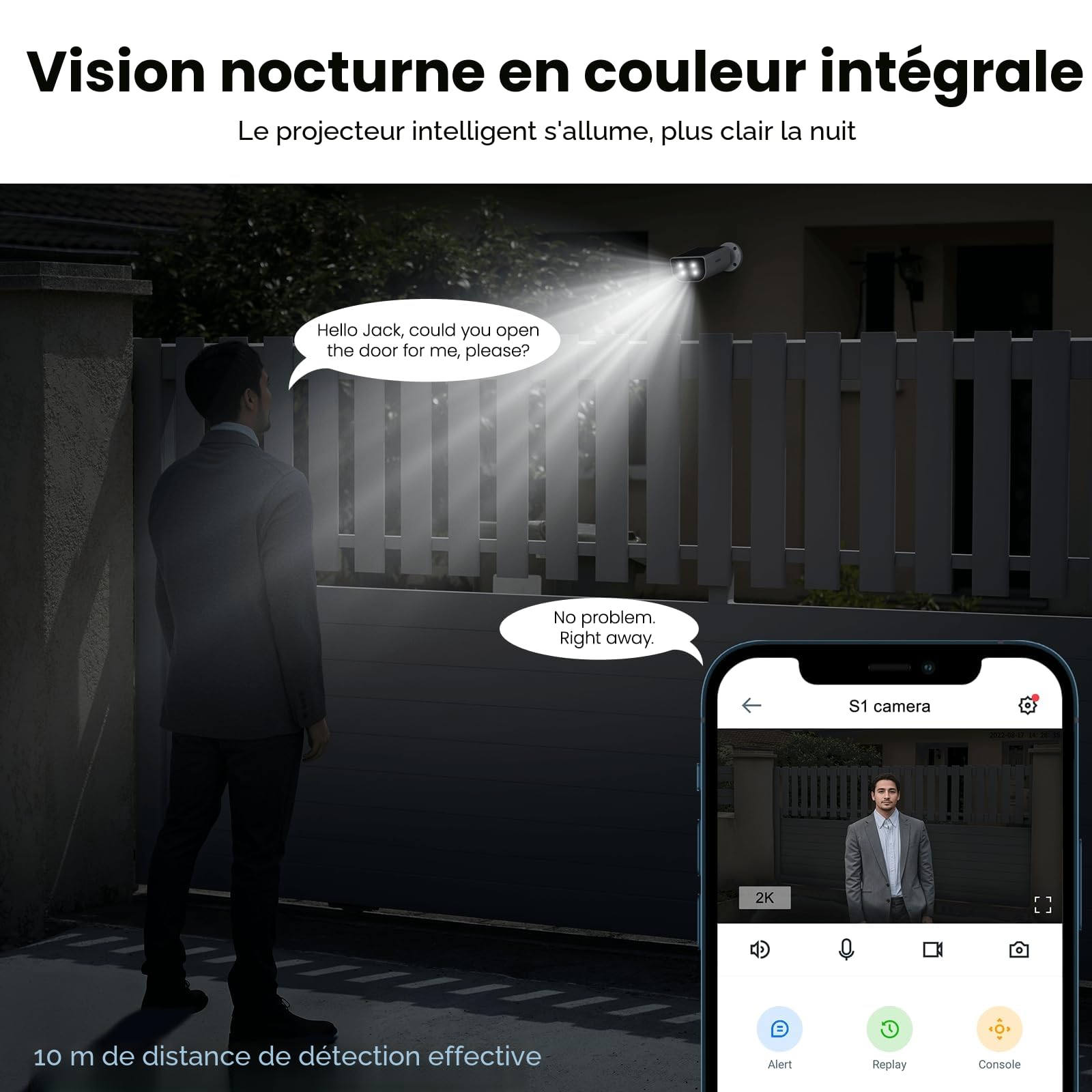 AOQEE Camera Surveillance WiFi Exterieure sans Fil 2K, Batterie Panneau Solaire intégré, IP65, Détection Humaine AI, Vision Nocturne Couleur