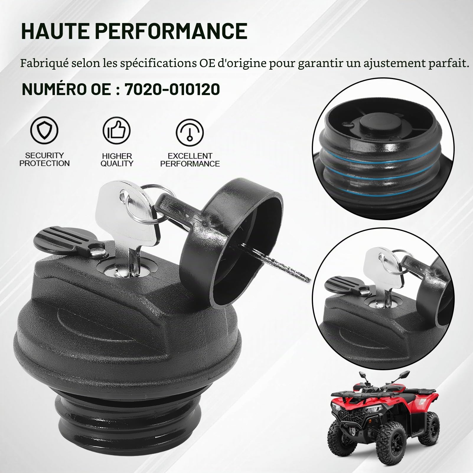 Bouchon Réservoir Verrouillable pour CF Moto CForce 7020-010120 | Compatible avec CF Moto CForce ATV/UTV 450 550 550 520 800 820 850 1000 EU4 EU5. Remplace OE 7020-010120.