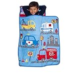 Baby Boom Funhouse First Responders Kids Nap Mat Set - Includes Pillow and Fleece Blanket - Great for Boys Napping during Daycare or Preschool - Fits Toddlers, Blue
