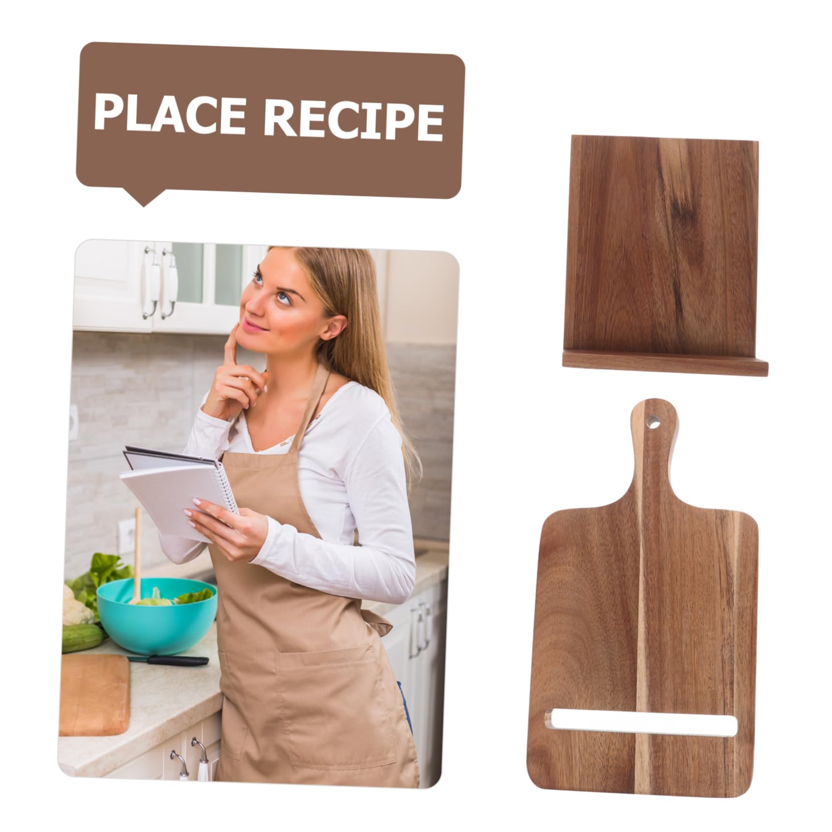 Alipis Scaffale per Libri di Cucina in Legno, Porta Ricette da Parete, Supporto Salvaspazio per Menù e Libri, per Cucina e Ristorante