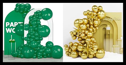 Product image for PartyWoo Pearl Emerald Green and Metallic Gold Balloons Set - 1