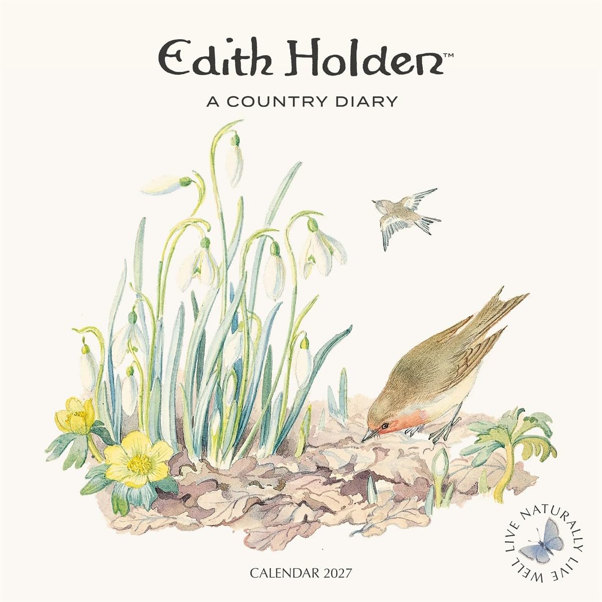 Carousel Worldwide Country Diary by Edith Holden 2027 Square Wall Calendar, 12-Month Calendar, Classic Nature Illustrations