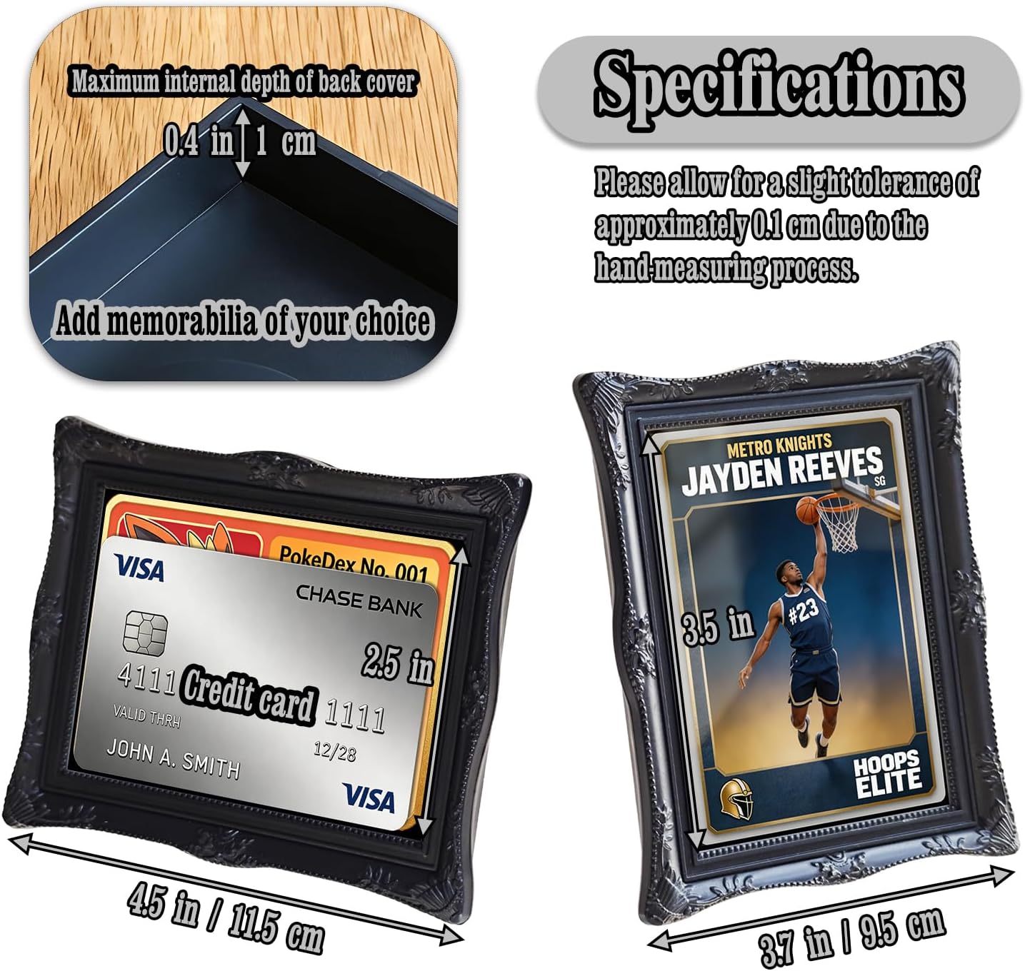 2 Pcs Small Shadow Box Frame Memory Display Cases (Black)