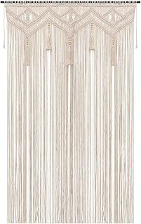 Handmade Boho Macrame Curtains 52x72 Inch - 100% Cotton Window Curtains for Bedroom, Living Room Decor, Doorway Divider, Wedding Backdrop