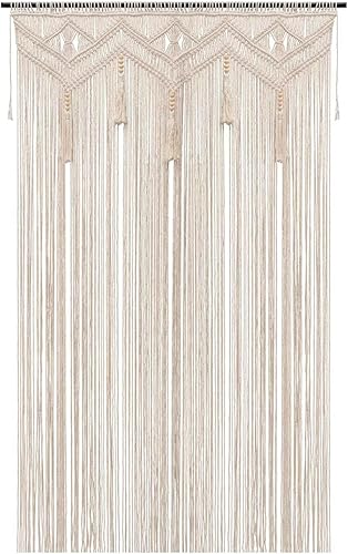 Cortinas bohemias de macramé para ventanas de sala de estar, decoración bohemia grande de macramé para colgar en la pared, cortina con cuentas para