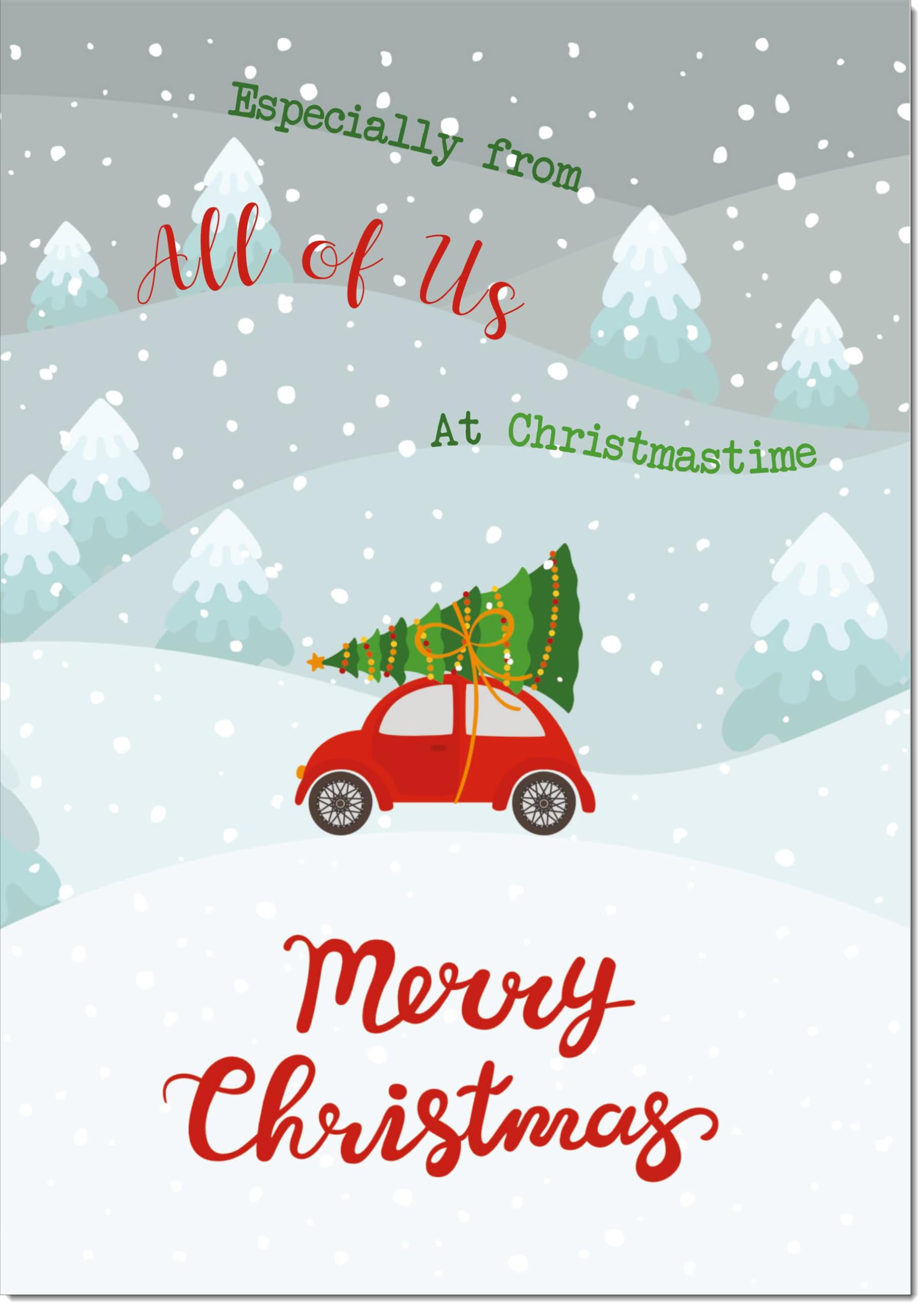 doodlecards From All Of Us Christmas Card Christmas Tree on Car Large A4 Size Christmas Card for From All Of Us with Plain Envelope — image 1