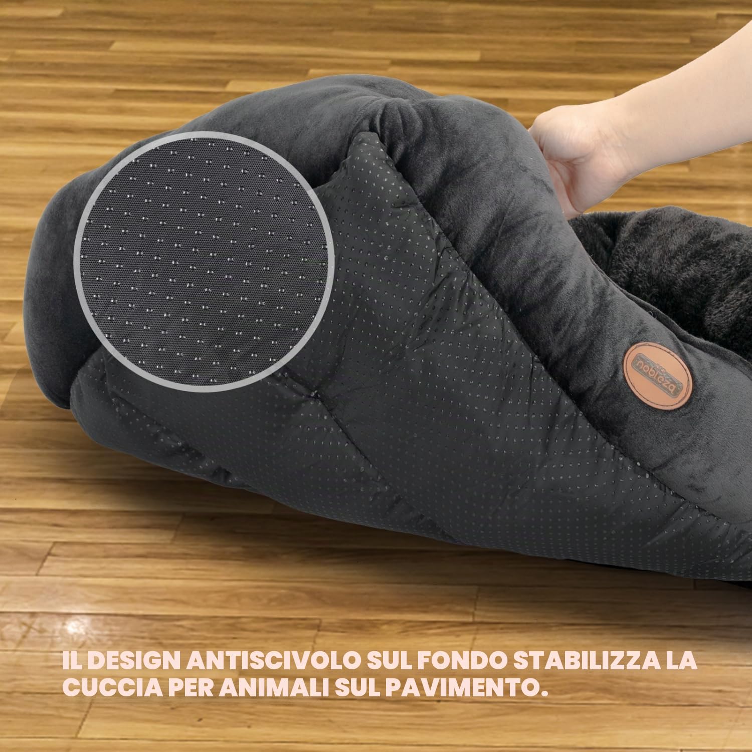 Nobleza Letto per cani grandi lavabile antiscivolo con imbottitura in fibre nero XL 87 x 77 cm