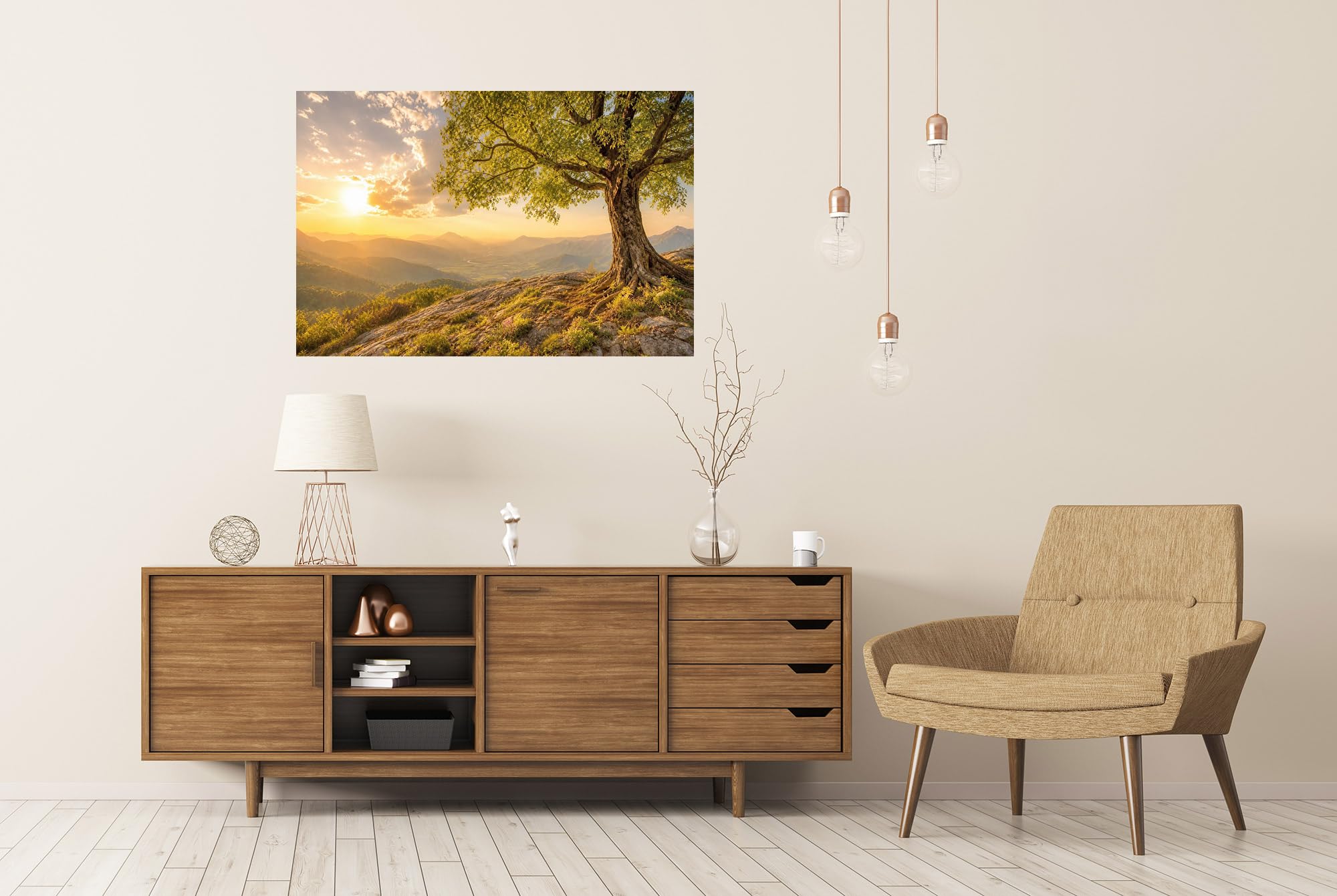 islandburner Póster de alta calidad, diseño de árbol majestuoso en la luz de la tarde, para salón o para amantes de la naturaleza, gran formato
