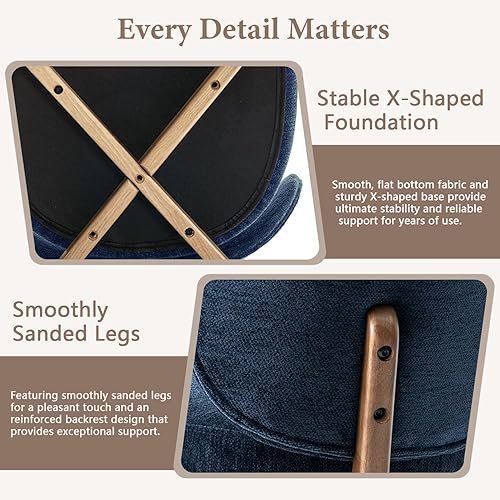 Miniatura 4 de YOUNUOKE Silla de comedor tapizada, moderna silla de comedor de tela de chenilla con patas de madera, respaldo ancho y cómodas sillas laterales para