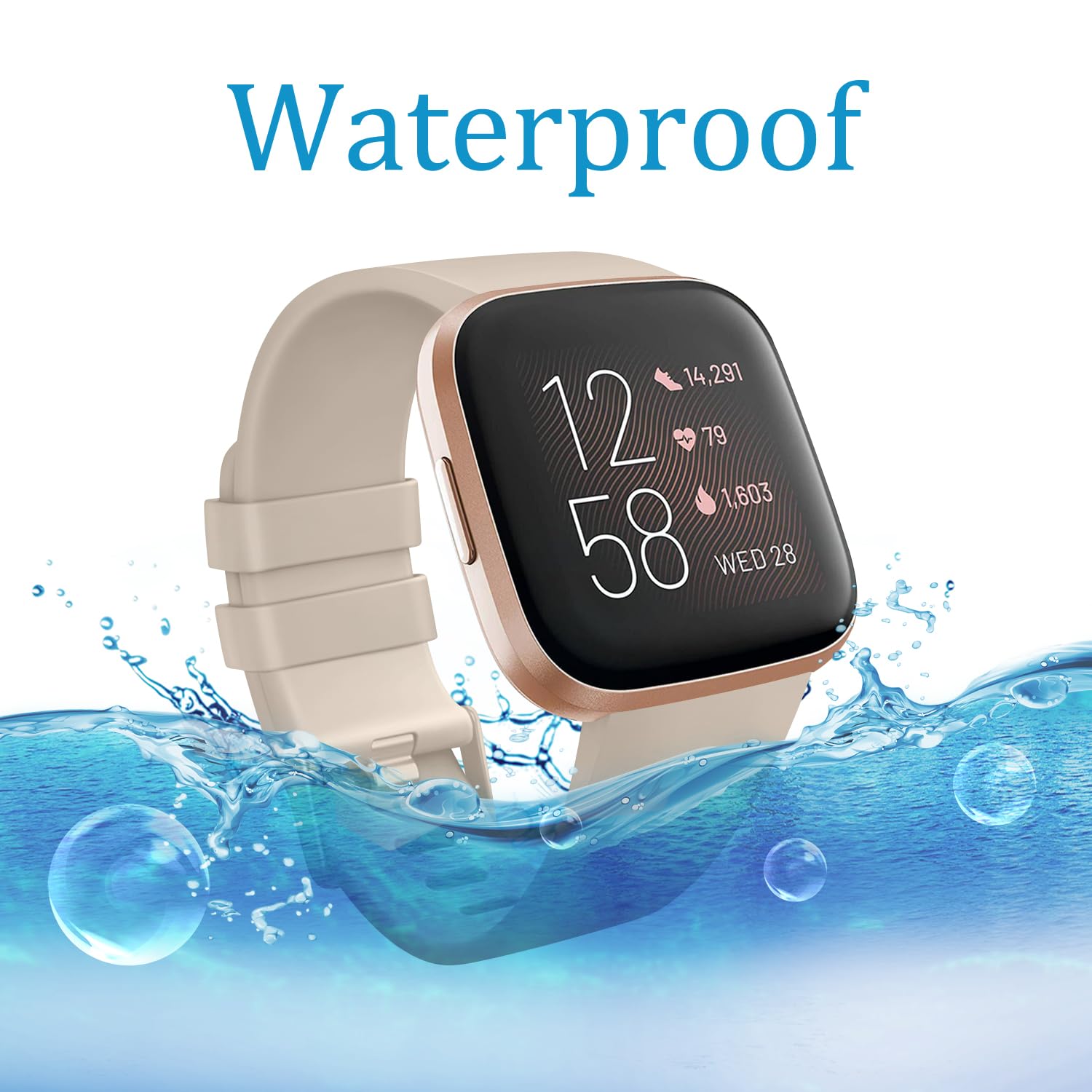 Mugust Silikon Armband Für Fitbit Versa 2, Versa, Versa Lite & SE – Weich, Atmungsaktiv, Verstellbar