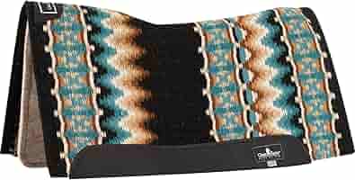 Classic Equine Woven Wool Saddle Blanket – 34x38 Inches, 100% New Zealand Wool, Handwoven, Sand Turquoise
