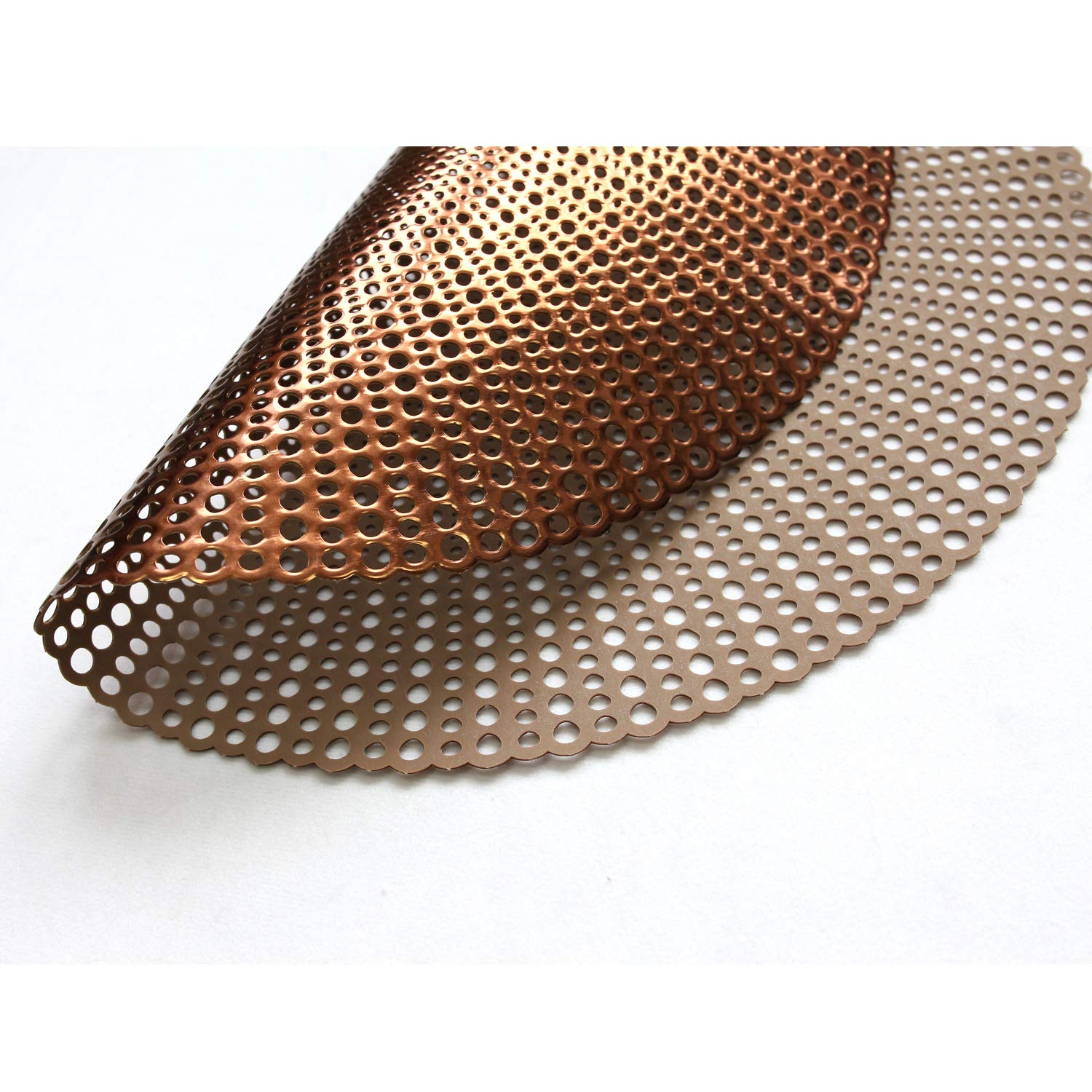 Wintop - Set di 6 tovagliette rotonde in vinile metallizzato, con motivo a goccia di pioggia, per tavolo da pranzo, resistente, antiscivolo, colore: rame