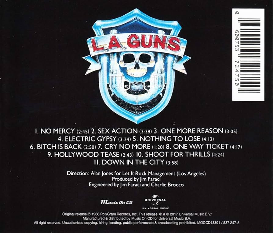 美盤、L.A. GUNS 国内盤レコード\"砲\" 帯付き 美盤、L.A. GUNS 国内盤レコード 砲 帯付き